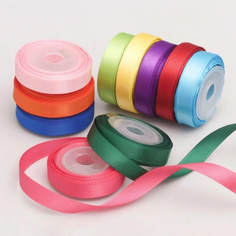 Ruban de Satin Multicolore pour Bricolage Emballage Cadeau Décoration de Gâteau Accessoires de Couture Rubans de Soie Polyester