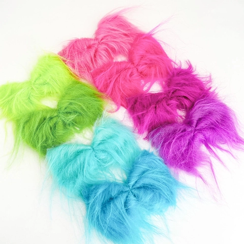 Lazo de Peluche de Piel Sintética Multicolor Decoración de Árbol de Navidad Hecho a Mano DIY Accesorio para el Pelo Regalo