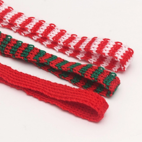 Nastro Natalizio a Righe in Maglia Rosso Verde Bianco Nastro Decorativo in Lana per Confezioni Regalo Fai Da Te Accessori Sciarpa Bambola