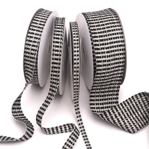 Nastro in Stile Tweed a Quadri Con Filo Metallico Oro Rosa Per Fiocchi Fai da Te Confezioni Regalo Accessori Capelli Fettuccia
