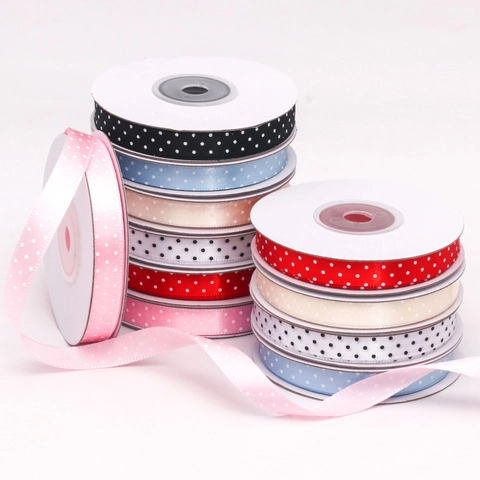 Nastro di Raso di Poliestere a Pois Fettuccia Decorativa Stampata per Fai da Te Confezioni Regalo Bouquet da Sposa Accessorio