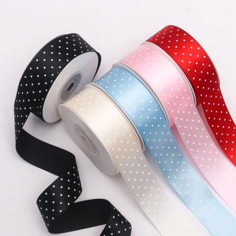 Nastro di Raso a Pois in Poliestere Decorativo per Confezioni Regalo Artigianato Fai da Te Fiocchi Bouquet Matrimonio Festa