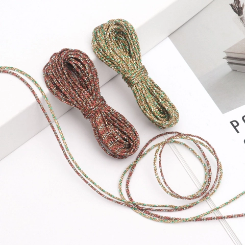 Cordon Tressé Multicolore à Plusieurs Brins Ruban Fibre Synthétique Corde Lustre Métallique pour Fabrication de Bijoux DIY Artisanat Emballage Cadeau