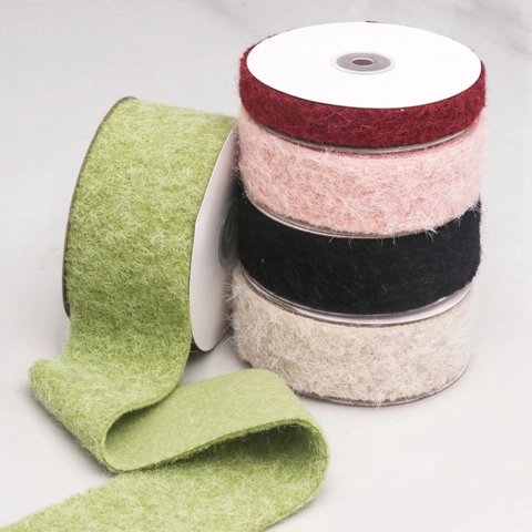 Soft Fuzzy Flocked Ribbon Polyester DIY Bow Material For Gift Wrapping Garment Accessories And Autumn Winter Crafts