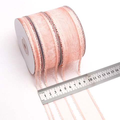 Gerüschtes Organzaband Wood Ear Edge Durchscheinendes Chiffon Gurtband Für DIY Haarschleife Geschenkverpackung Bekleidungszubehör