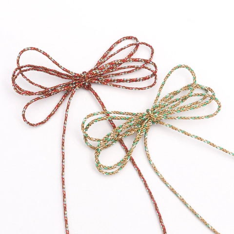 Cordon Tressé Multicolore à Plusieurs Brins Ruban Fibre Synthétique Corde Lustre Métallique pour Fabrication de Bijoux DIY Artisanat Emballage Cadeau