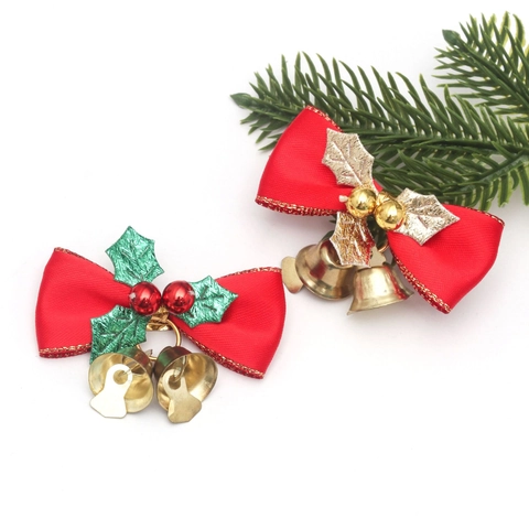 Fiocchi di Natale Fai-da-te Con Campane Foglie Ciliegie Fiocco in Nastro Per Albero di Natale Ghirlanda Decorazione
