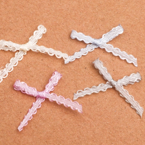 Handmade Polyester Ribbon Bows Mini Bowknots With Double Wave Edge For Clothing Nail Art Scrapbooking Gift Wrapping Decor