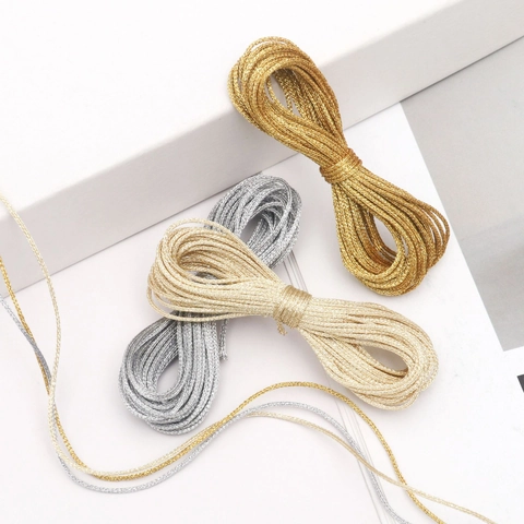 Metallisches Geflochtenes Band Polyester Schnur Für Weihnachten Geschenkverpackung DIY Handwerk Hochzeit Dekoration Band