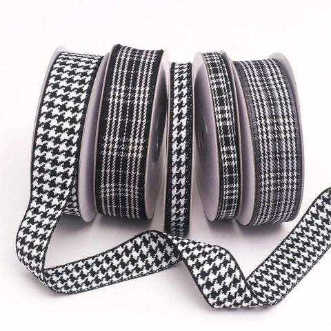 Hanenvoet Ruit Lint Polyester Band Voor DIY Haaraccessoires Cadeauverpakking Bloemboeket Handwerk Maken Lint Rol