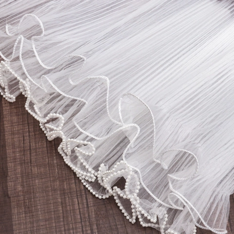 Ruban en Maille Plissé Style Coréen Bord Perle Tissu de Tulle Ondulé Transparent pour Emballage de Fleurs Cadeau DIY