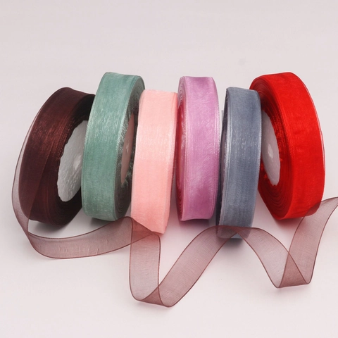 Cinta de Organza Translúcida para Manualidades DIY Envoltura de Regalo Flores Pasteles Decoración Lazos Accesorios Cabello Varios Colores