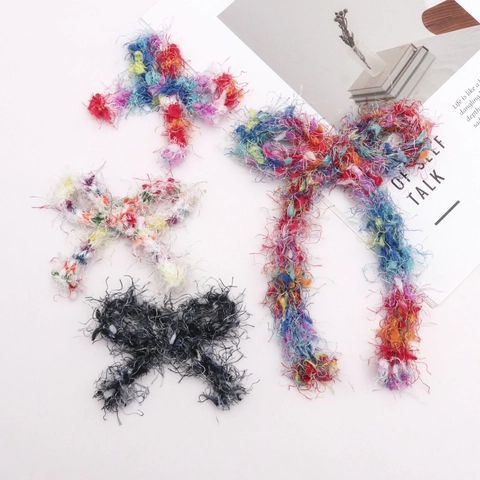Handgefertigte Bunte Plüschschleife DIY Bekleidungszubehör Weiches Flauschiges Band Für Haardekoration Und Bastelbedarf