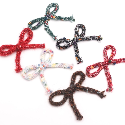 Handmade Knitted Yarn Bowknot Accessories Mixed Colors Bows Ribbon For DIY Hair Clips Clothing Gift Decoration Ornament