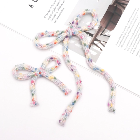 Handmade Knitted Yarn Bowknot Accessories Mixed Colors Bows Ribbon For DIY Hair Clips Clothing Gift Decoration Ornament