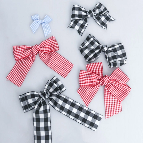 Lazos de Cinta a Cuadros de Poliéster Hechos a Mano Diseño de Vichy para Accesorios del Cabello Envoltura de Regalos y Manualidades