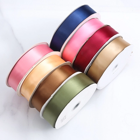 Rollo de Cinta de Satén de Poliéster Para Envoltura de Regalos Manualidades Bricolaje Decoración de Boda Accesorios de Ropa Multicolor