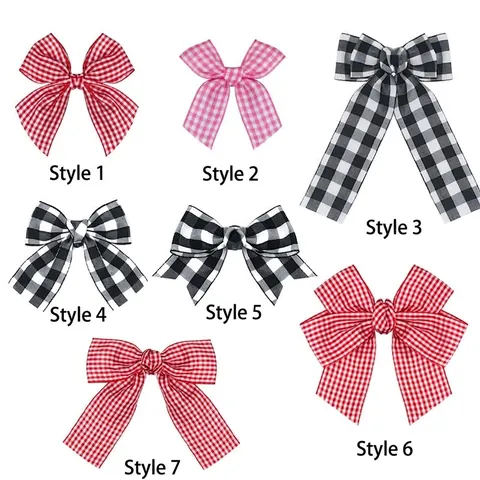 Lazos de Cinta a Cuadros de Poliéster Hechos a Mano Diseño de Vichy para Accesorios del Cabello Envoltura de Regalos y Manualidades