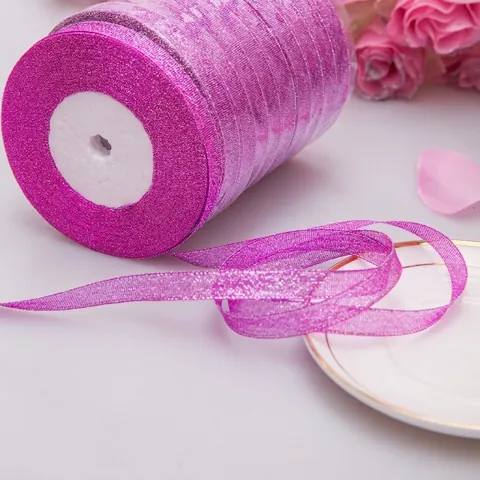Glitter Polyester Lint Metalen Glinstering DIY Cadeauverpakking Knutsellint Voor Huwelijksfeest Florale Decoratie