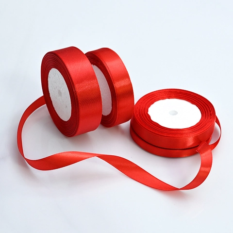 Solid Color Polyester Satin Ribbon Roll For DIY Handmande Bows Gift Cake Box Packaging Wedding Party Decoration Supplies