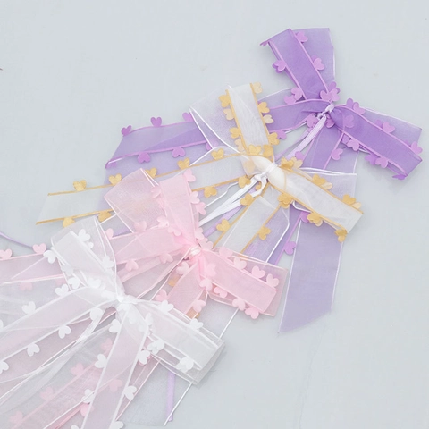 Organza Satin Herz Schleife Band Mit Langen Streamern Herzrand Dekorative Schleife Für Hochzeit Valentinstag Party Geschenkverpackung Auto Spiegel Heimdekoration