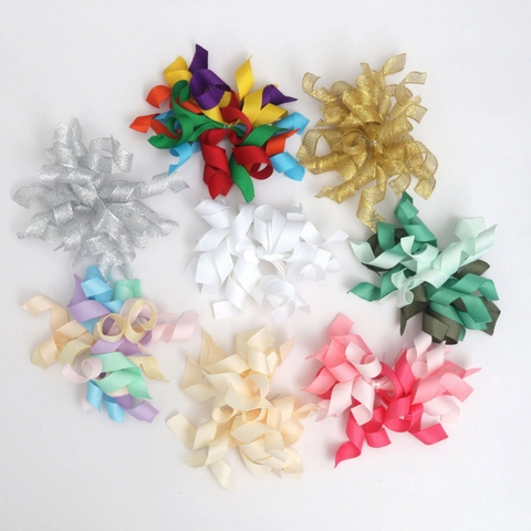 Handmade DIY Curly Ribbon Bows Polyester Wavy Korker Bow For Gift Box Packaging Christmas Valentine Festive Decoration