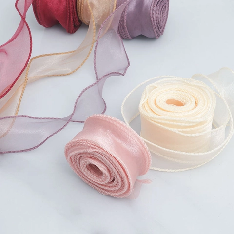 Polyester Fishtail Gauze Ribbon For Flower Gift Wrapping Wedding Decor DIY Crafts Soft Wave Edge Decorative Sewing Material
