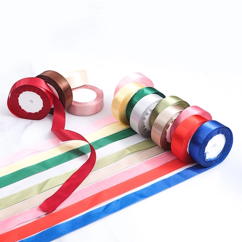 Rollo de Cinta de Satén de Poliéster de Color Sólido para Envolver Regalos Boda Fiesta Accesorios de Flores DIY