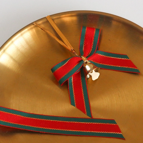 Weihnachten Schleifen Mit Glocken Goldene Bindestreifen Deko Anhänger Für Baum Geschenkverpackung Handgefertigt Dekor