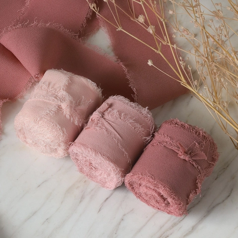 Cinta de Gasa Deshilachada Hecha a Mano Cinta de Tela Vintage con Borde Crudo para Invitación de Boda Envoltorio de Regalo Decoración Artesanal DIY