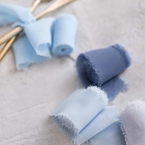 Handmade Frayed Edge Chiffon Ribbon For Wedding Bouquets Gift Wrapping DIY Crafts 4cm Wide 5m Long Polyester Silk-like Tape