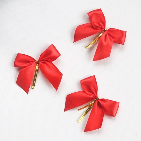 Noeuds en Ruban de Satin Avec Bord Doré Attaches Métalliques pour Emballage de Cadeau DIY Artisanat Décoration de Mariage