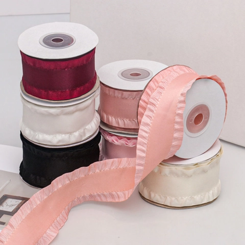 Elegant Geplooid Satijnen Lint Met Ruches Voor Cadeauverpakking DIY Ambachten Bruiloft Feest Decoratie Polyester Lint
