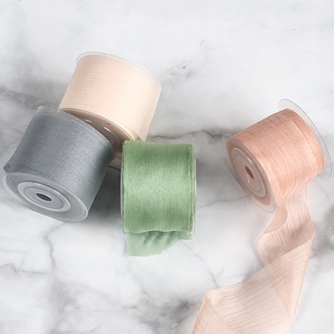 Elegantes Polyester Chiffonband Durchscheinend Mit Fransenkante Für Hochzeitssträuße Geschenverpackung DIY Handwerk Party Deko