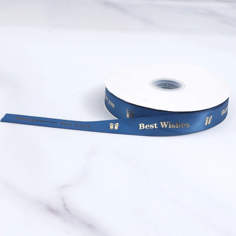 Vergoldeter Buchstabendruck Satinband Dekolatif Polyesterband Für Geschenkbox Blumenverpackung Hochzeit Party Dekoration Glück Beste Wünsche Muster Band