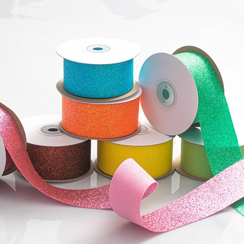 Enkelzijdig Glitterlint Breed Polyester Lint Voor DIY Knutselen Haarstrikken Cadeauverpakking Bruiloft Feest Decoratief Lint
