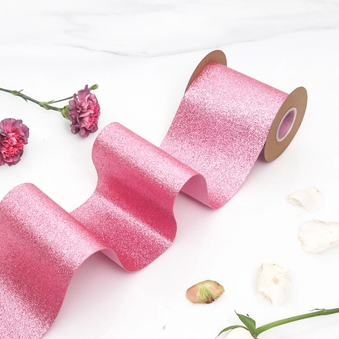 Enkelzijdig Glitterlint Breed Polyester Lint Voor DIY Knutselen Haarstrikken Cadeauverpakking Bruiloft Feest Decoratief Lint