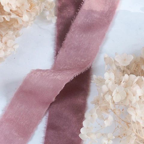 Handmade Frayed Edge Chiffon Satin Ribbon Fringed Silk Like Ribbon For Wedding Invitations Gift Wrapping Flower Decoration