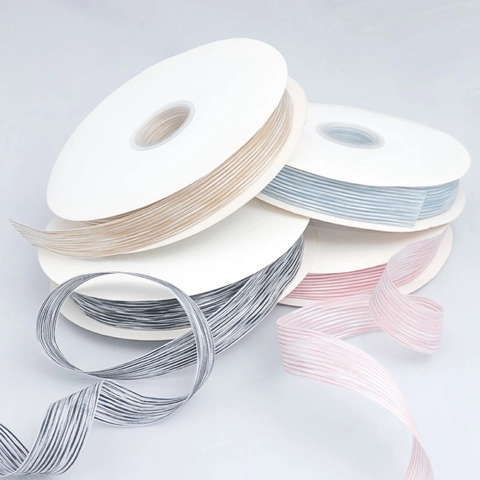 Modern Polyester Striped Ribbon For Gift Box Packaging Hair Accessories DIY Handcrafted Bow Knot Decorative Ribbon
