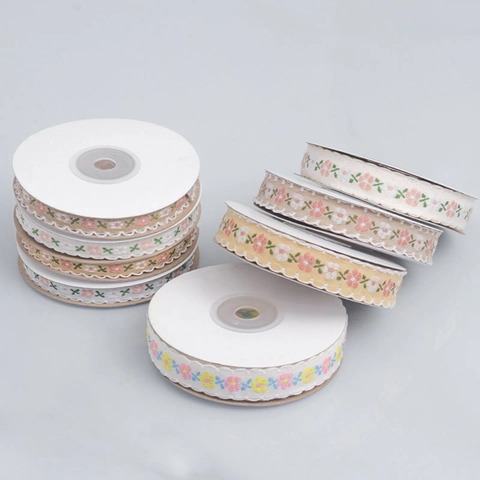 Nastro Ricamato con Piccoli Fiori Bordo Festonato in Poliestere Guarnizione Decorativa per Artigianato Fai da Te Fiocchi Regalo Casa