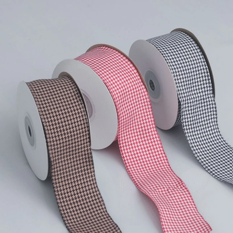 Houndstooth Ribbon Roll For DIY Hair Accessories Gift Wrapping Clothing Decoration Polyester Decorative Woven Webbing Tape