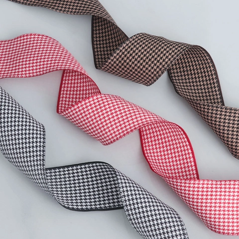 Houndstooth Ribbon Roll For DIY Hair Accessories Gift Wrapping Clothing Decoration Polyester Decorative Woven Webbing Tape