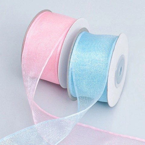 Glitter Organza Ribbon Sheer Iridescent Pearlescent Mesh Ribbon For Wedding Party Decoration DIY Hair Bow Gift Wrapping