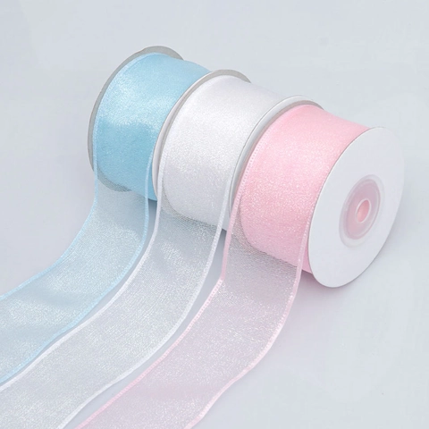 Glitter Organza Ribbon Sheer Iridescent Pearlescent Mesh Ribbon For Wedding Party Decoration DIY Hair Bow Gift Wrapping