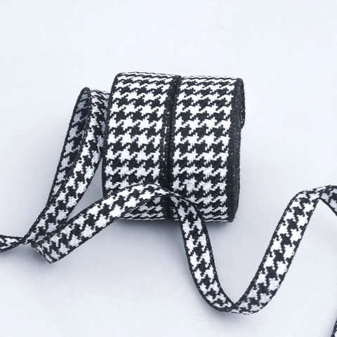 Vintage Houndstooth Ribbon Classic Black And White Contrast Knitted Polyester Webbing For DIY Hair Bow Flower Gift Wrap