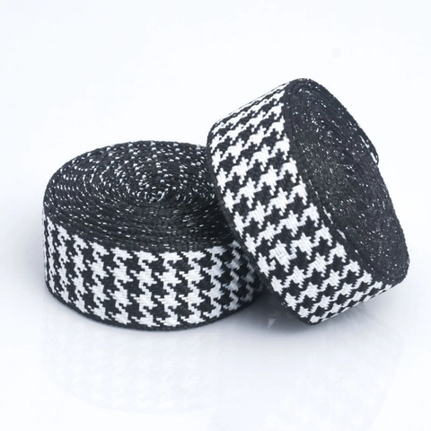 Vintage Houndstooth Ribbon Classic Black And White Contrast Knitted Polyester Webbing For DIY Hair Bow Flower Gift Wrap