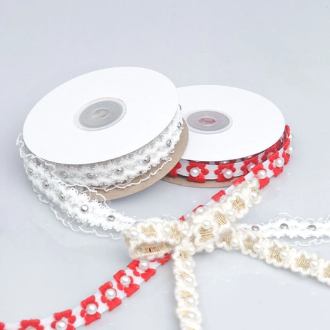 Elegantes Perlen-Spitzenband Für DIY-Haarschmuck Blumenstrauß-Geschenkverpackung Gestickte Pflaumenblüten-Perlenbesatz-Nähhandwerk