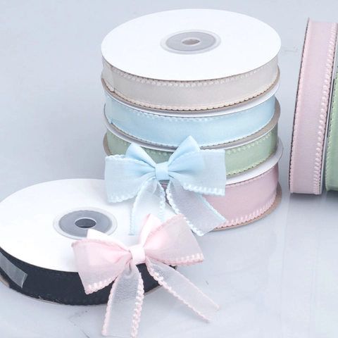 Solid Color Transparent Chiffon Lace Ribbon With Picot Edge For DIY Bows Gift Wrapping Wedding Cake Floral Decoration