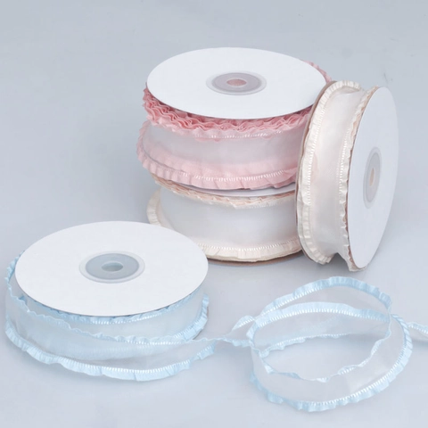 Gerimpeld Organza Lint Geplooid Chiffon Beslag Voor DIY Haaraccessoires Bloemboeket Taart Cadeauverpakking Bruiloft Feest Decor