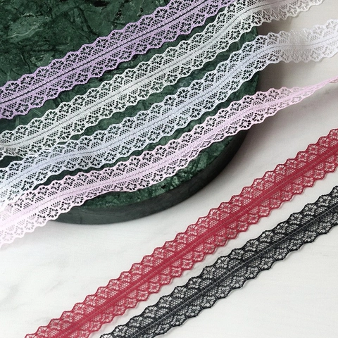 Elegant Polyester Lace Ribbon Trim With Floral Scalloped Edges For DIY Sewing Craft Wedding Bouquet Gift Box Packaging
